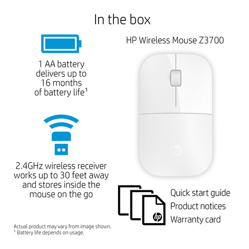 HPI MOUSE HP Z3700 ULTRA FINO AMBIDESTRO 1200DPI WIRELESS BRANCO
