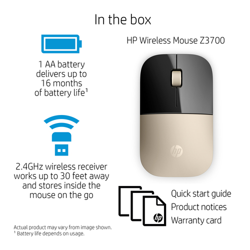 HPI MOUSE HP Z3700 ULTRA FINO AMBIDESTRO 1200DPI WIRELESS OURO